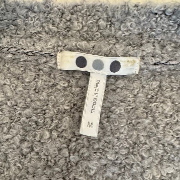 Three Dots Gray Open Front Wool Sherpa Cardigan Sweater Medium - Picture 5 of 12